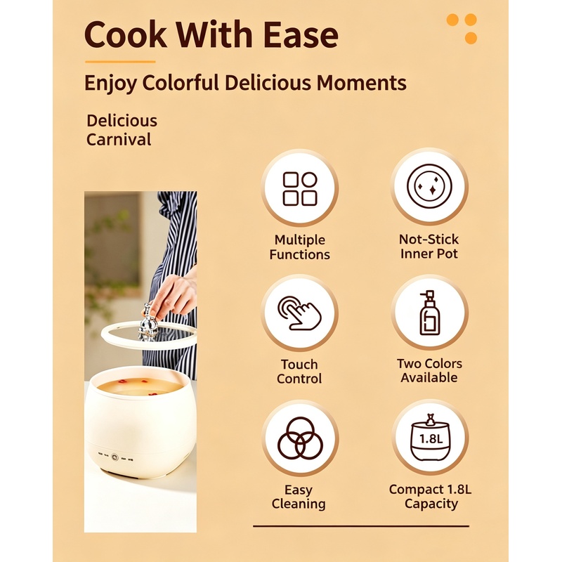 قدر كهربائي صغير سعة 1.8 لتر،  - مراجعة Hot Pot Portable Dual وسعره